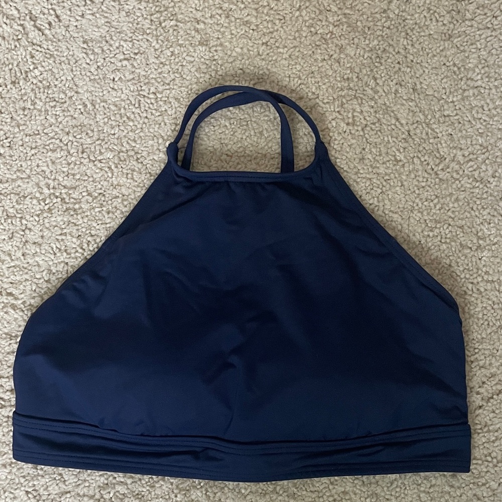 Lands end High-Neck Swim Top in Navy Blue